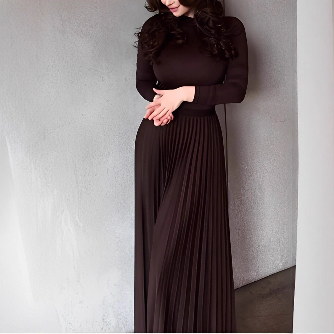 Pencil Skirt Midi - เสื้อถักแขนยาวสีพื้นแบบเข้ารูปพร้อมกระโปรงยาวจีบ รุ่นใหม่ปี 2026 จาก Amazon Independent