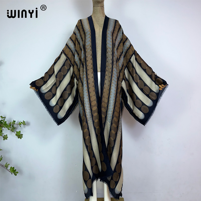 Young Women'S Formal Wear - Winyi ชุดกิโมโนพิมพ์ลายเรขาคณิตสำหรับผู้หญิง, ชุดชุดสำหรับเดินชายหาดคาฟตันชุดเดรสสง่างามชุดแมกซี่เดินชายหาดชุดกลางคืน