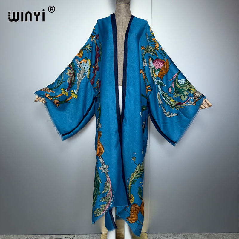 Young Women'S Formal Wear - ชุดเดรสยาวสไตล์โบฮีเมียน WINYI Africa ผ้าคลุมชายหาด เสื้อคลุมยาว ลายพิมพ์