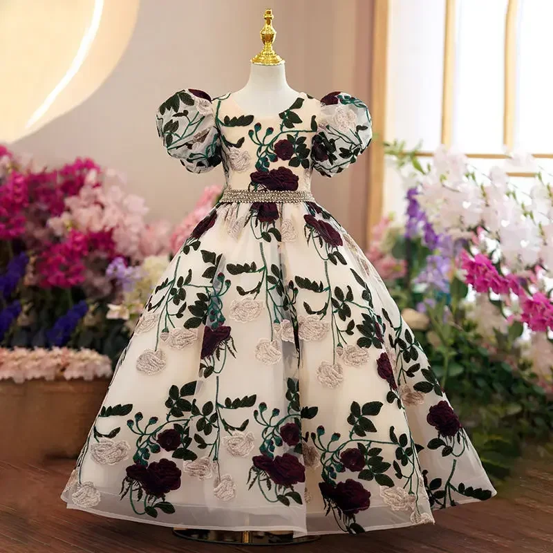 Women'S Formal Wear For Girls - ชุดเดรสชุดออกงานกลางคืนยาวปักลายสำหรับวัยรุ่นชุดเดรสงานพรอมแบบทางการสำหรับเด็ก3-15Y ที่สง่างามสำหรับเด็กผู้หญิง