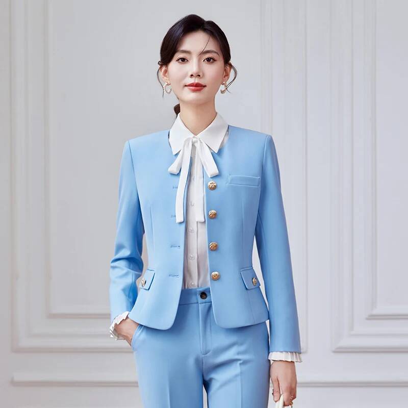 Women'S Formal Wear Pantsuits - ชุดสูททำงานผู้หญิงสไตล์หรูหรา ชุดทำงานสำหรับสุภาพสตรี พร้อมเสื้อเบลเซอร์และกางเกงขายาว ชุดทำงานมืออาชีพ