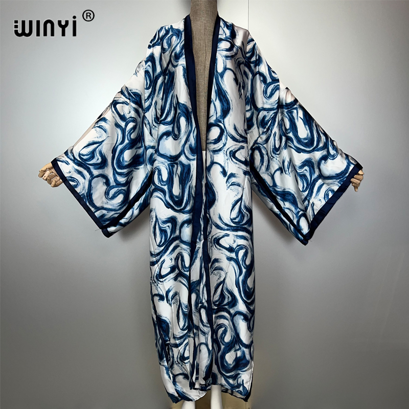 Young Women'S Formal Wear - WINYIโบฮีเมียนCardiganชุดแอฟริกาKaftan Beachชุดผู้หญิงฤดูร้อนผ้าไหมKimono Beach Cover Up Abayaดูไบหรูหรา