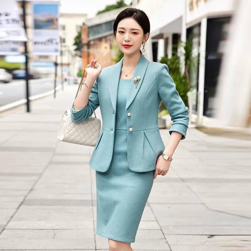 Women Formal Wear Stitching - ชุดสูททำงานผู้หญิงคุณภาพสูง ผ้าอย่างดี สไตล์มืออาชีพ พร้อมเสื้อเบลเซอร์และเดรส ชุดทำงานสำหรับสุภาพสตรีในออฟฟิศ