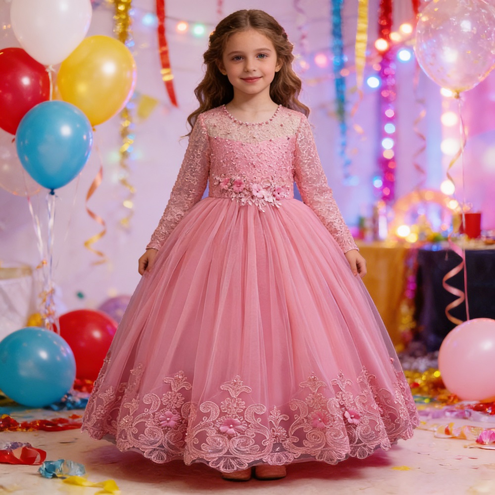 Women'S Formal Wear For Girls - ชุดเดรสเด็กผู้หญิง เดรสยาวสำหรับเด็กผู้หญิงอายุ 4-12 ปี ชุดวันเกิด ชุดประกวดความงามที่สวยงามและสง่างาม