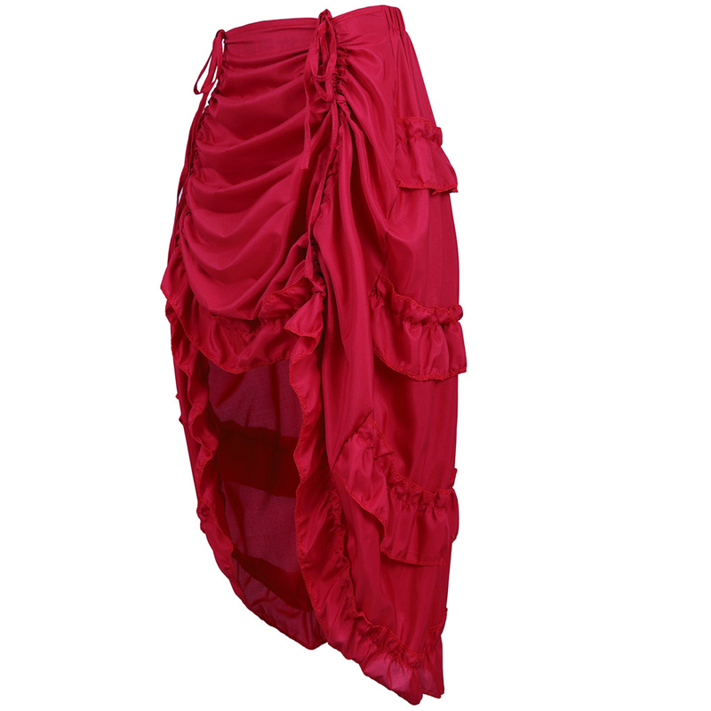 Pencil Skirt Midi - กระโปรงแฟชั่นผู้หญิงเซ็กซี่บางยาวสูงต่ำมีจีบรัดตัว bustier กับกระโปรง Steampunk โกธิคพังก์วินเทจขนาดใหญ่พิเศษ