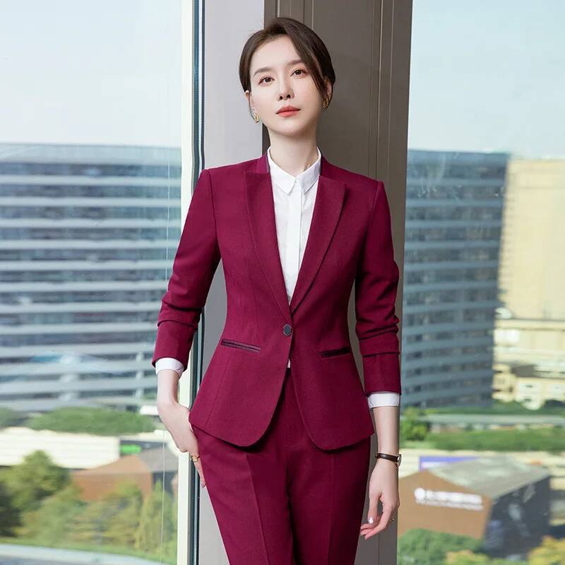 Women'S Formal Wear Pantsuits - ชุดทำงานสตรีแบบเป็นทางการ สไตล์ OL ชุดสูทกางเกงสำหรับผู้หญิง เสื้อเบลเซอร์ ชุดทำงานมืออาชีพสำหรับสัมภาษณ์งาน