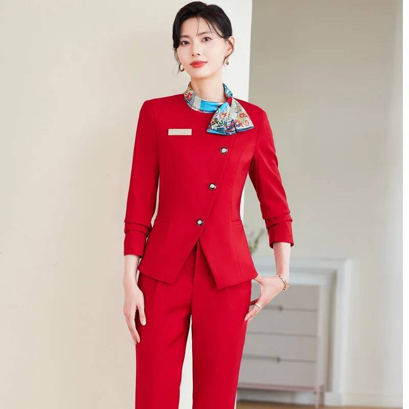 Women'S Formal Wear Pantsuits - ชุดกางเกงสูทสไตล์หรูหราสำหรับผู้หญิงไซส์ใหญ่ เหมาะสำหรับใส่ทำงานในธุรกิจ ช่วงฤดูใบไม้ร่วงและฤดูหนาว ชุดทำงานมืออาชีพสำหรับการสัมภาษณ์งาน