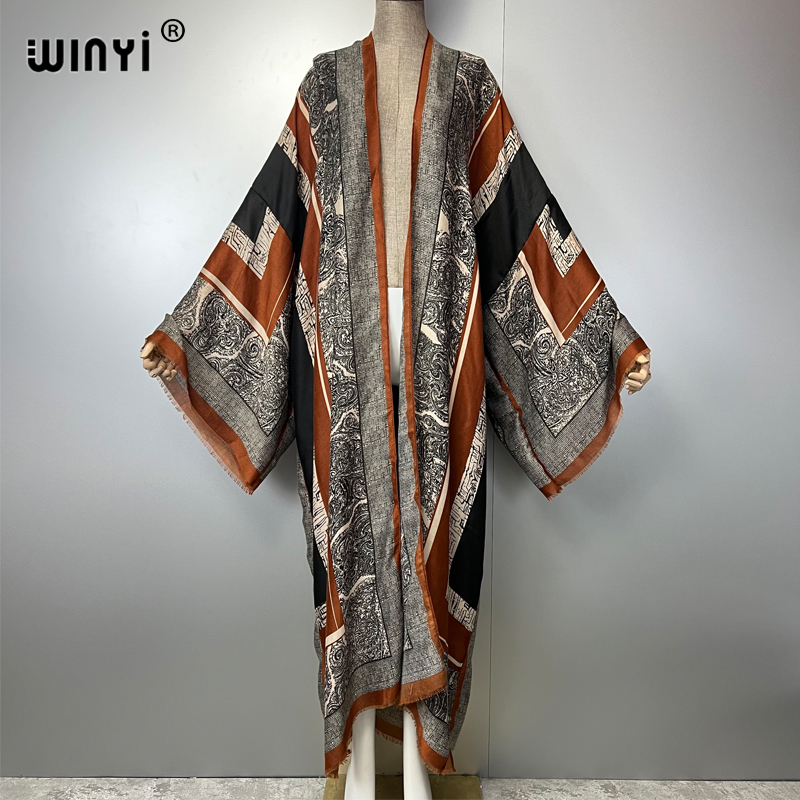 Young Women'S Formal Wear - WINYI bohemian kimono พิมพ์เสื้อสเวตเตอร์ถักผู้หญิงเสื้อหลวมยาวเสื้อ Holiday beach