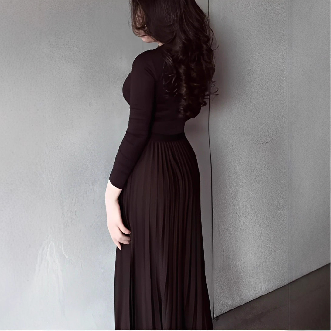 เสื้อถักแขนยาวสีพื้นแบบเข้ารูป - Pencil Skirt Midi บทวิจารณ์และราคา