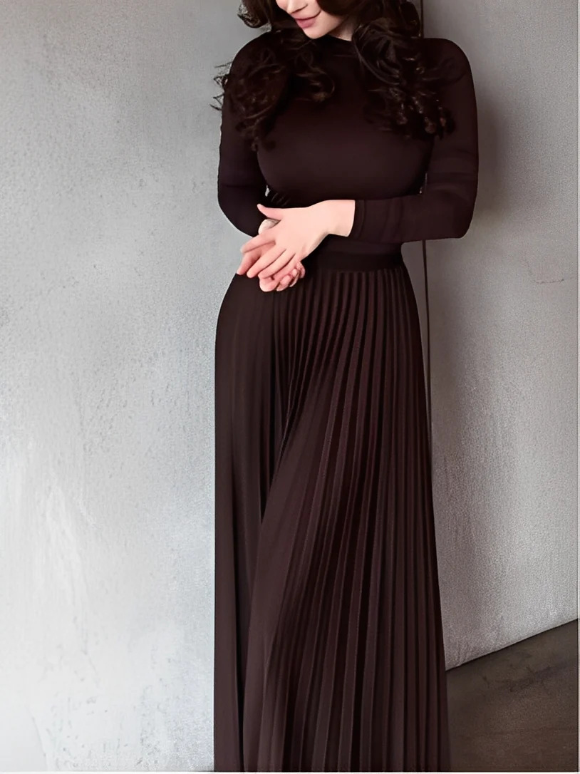 เสื้อถักแขนยาวสีพื้นแบบเข้ารูป - Pencil Skirt Midi บทวิจารณ์และราคา