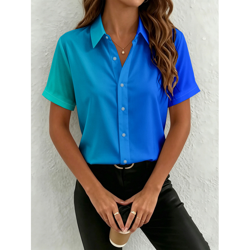 เสื้อเชิ้ตแขนสั้นลำลองสำหรับผู - Women Formal Wear Stitching บทวิจารณ์และราคา