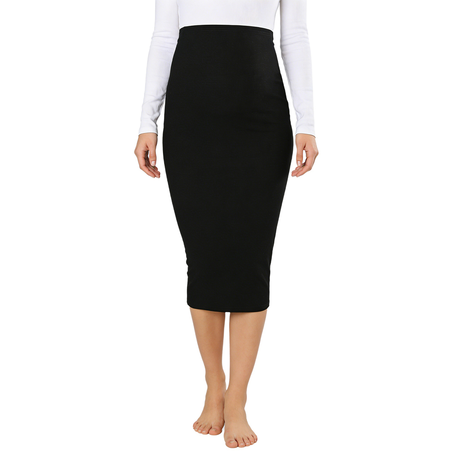 กระโปรงทรงดินสอมีเอวยางยืดสำหร - Pencil Skirt Midi บทวิจารณ์และราคา