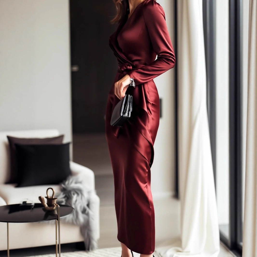 ชุดเดรสผ้าซาตินแขนยาวสำหรับฤดู - Women Formal Wear Trends บทวิจารณ์และราคา