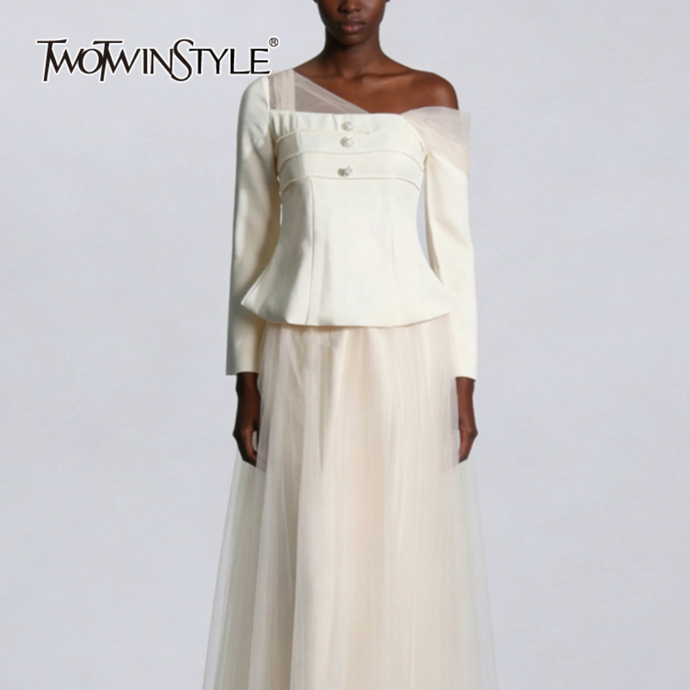 TWOTWINSTYLE Solid 2 ชิ้นชุดผู - Pencil Skirt Midi บทวิจารณ์และราคา