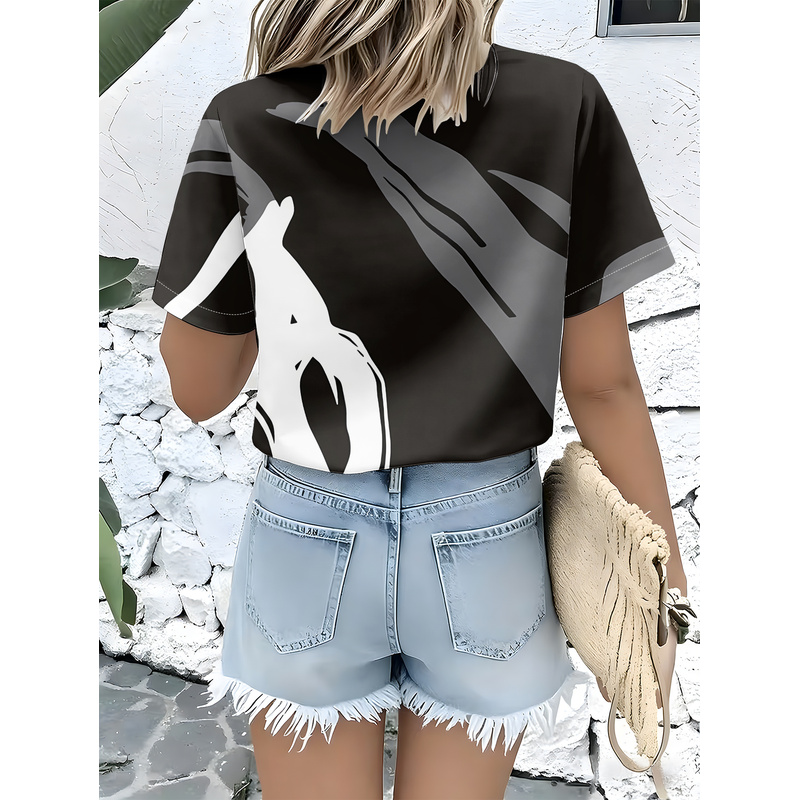 เสื้อเชิ้ตแขนสั้นผู้หญิง ลายเส - Women Formal Wear Stitching บทวิจารณ์และราคา
