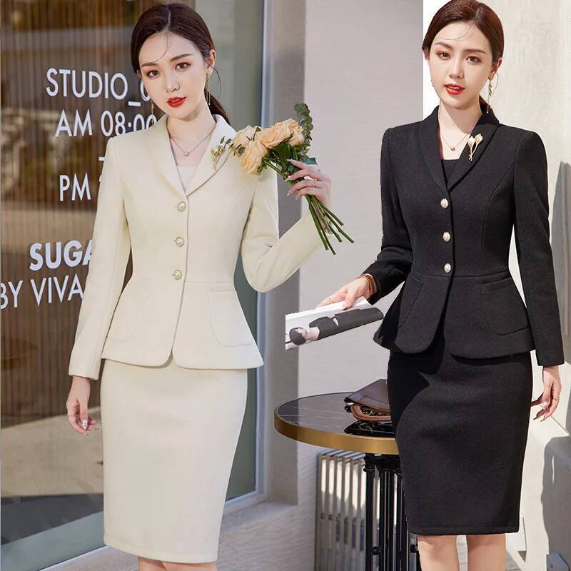 ชุดสูทผ้าคุณภาพสูงสไตล์ OL สำห - Women Formal Wear Stitching บทวิจารณ์และราคา