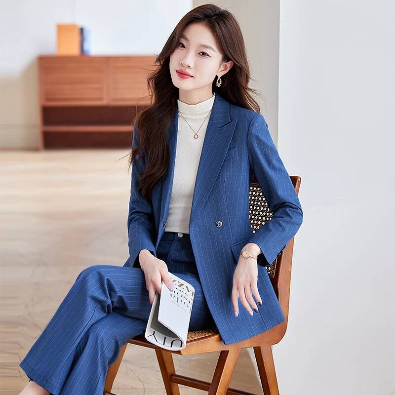 ชุดสูทผ้าคุณภาพสูง ลายทางหรูหร - Women'S Formal Wear Pantsuits บทวิจารณ์และราคา
