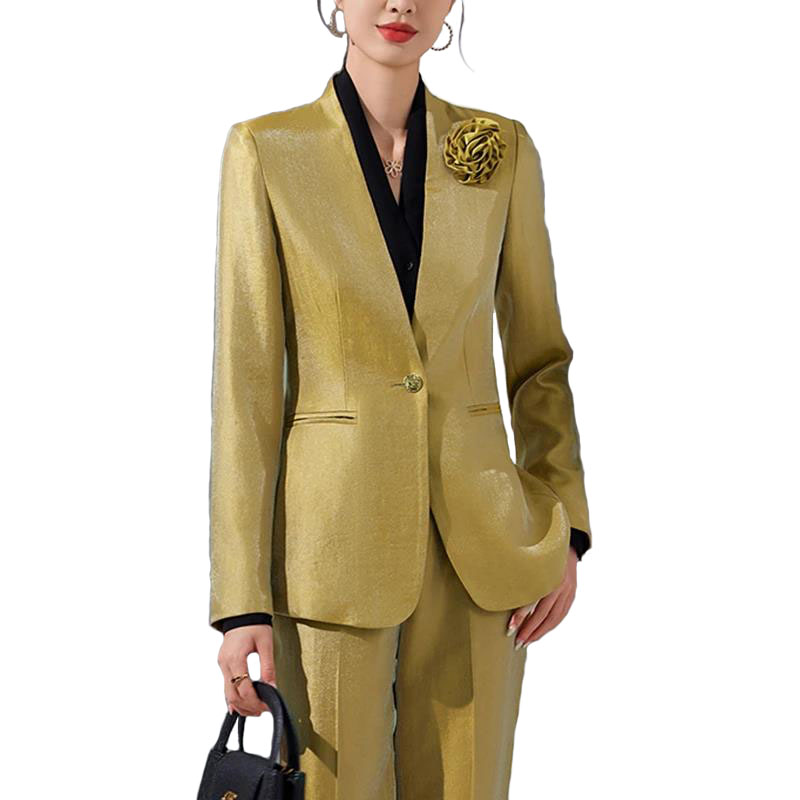 ผู้หญิงBlazerกางเกงชุดทองAppli - Women'S Formal Wear Pantsuits บทวิจารณ์และราคา